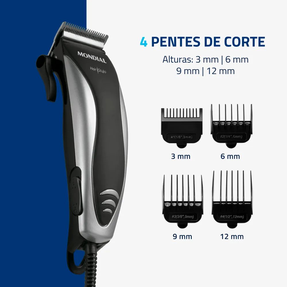 Máquina de Cortar Cabelo Mondial Hair Stylo CR-02 com 4 Pentes , , large image number 1